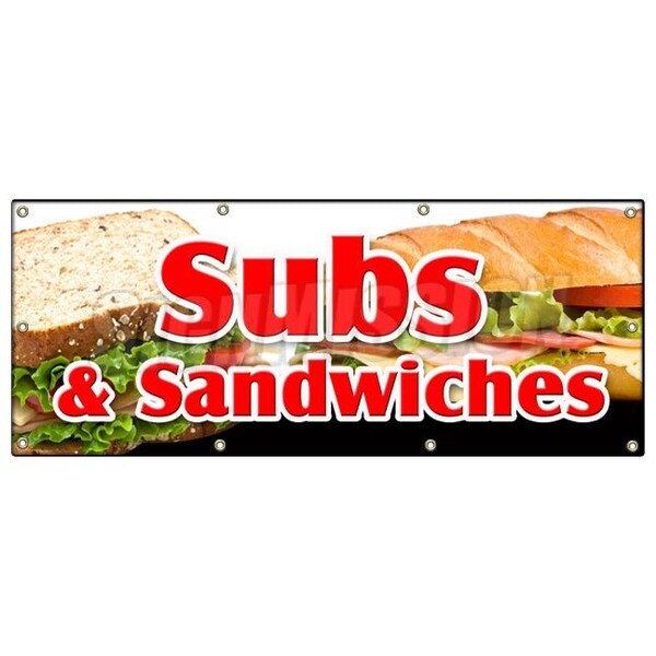 SUBS & SANDWICHES BANNER SIGN hero hoagie huge homemade grinders drinks